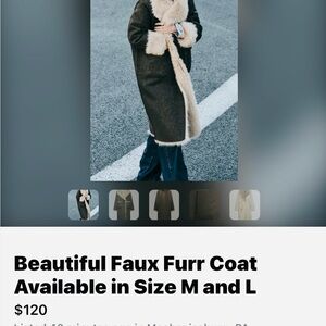 Luxurious Faux Fur Coat - Brown and Cream